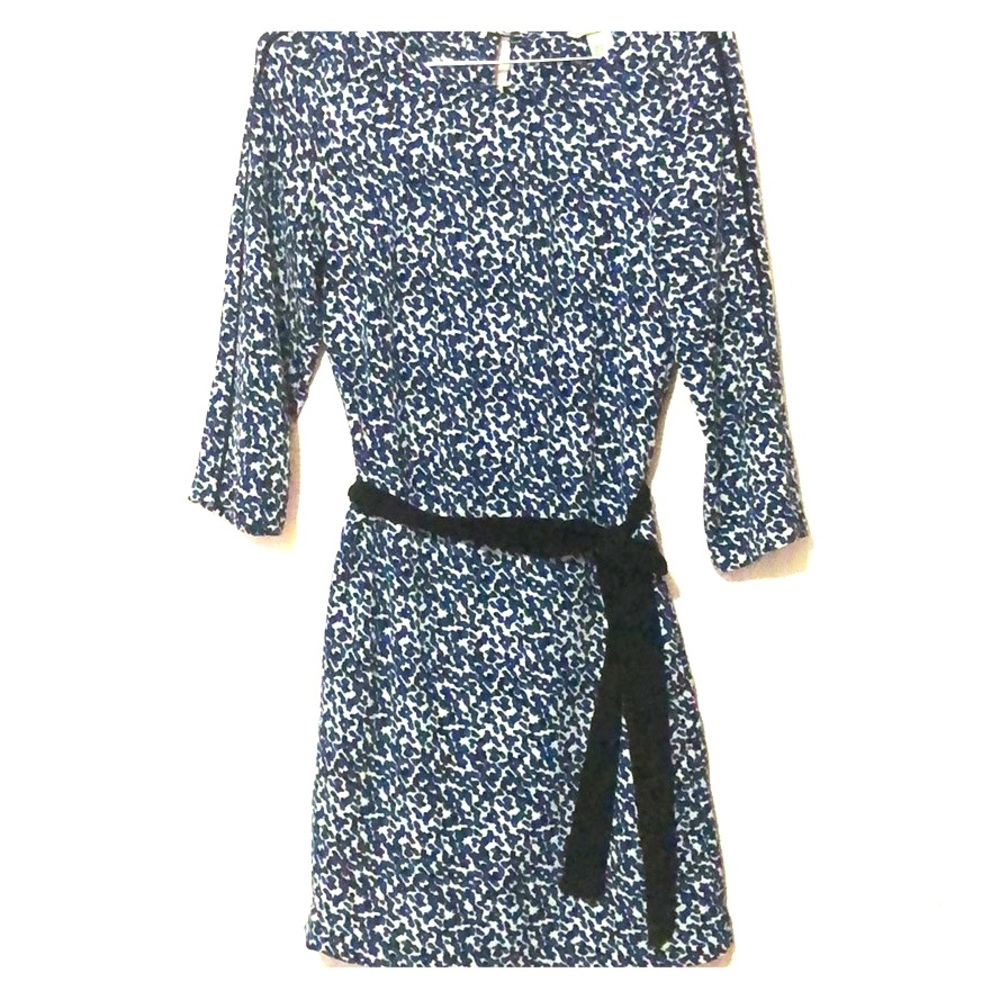 Blue, white and black dress